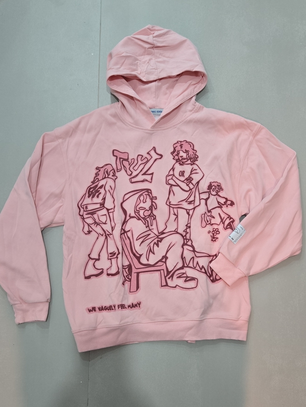 NWOT! Aelfric Eden Pink Graphic We Vaguely Feel Many Hoodie Size M